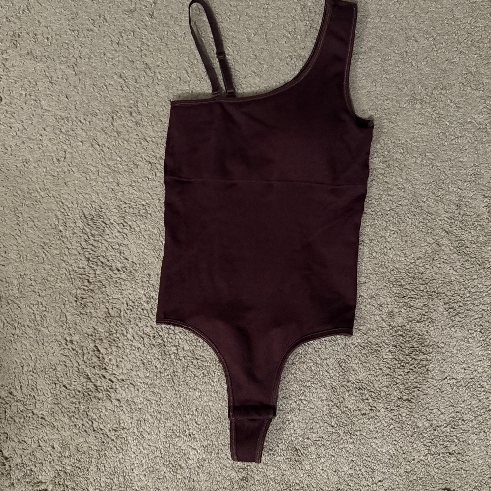 Brown One-Shoulder Bodysuit – Small